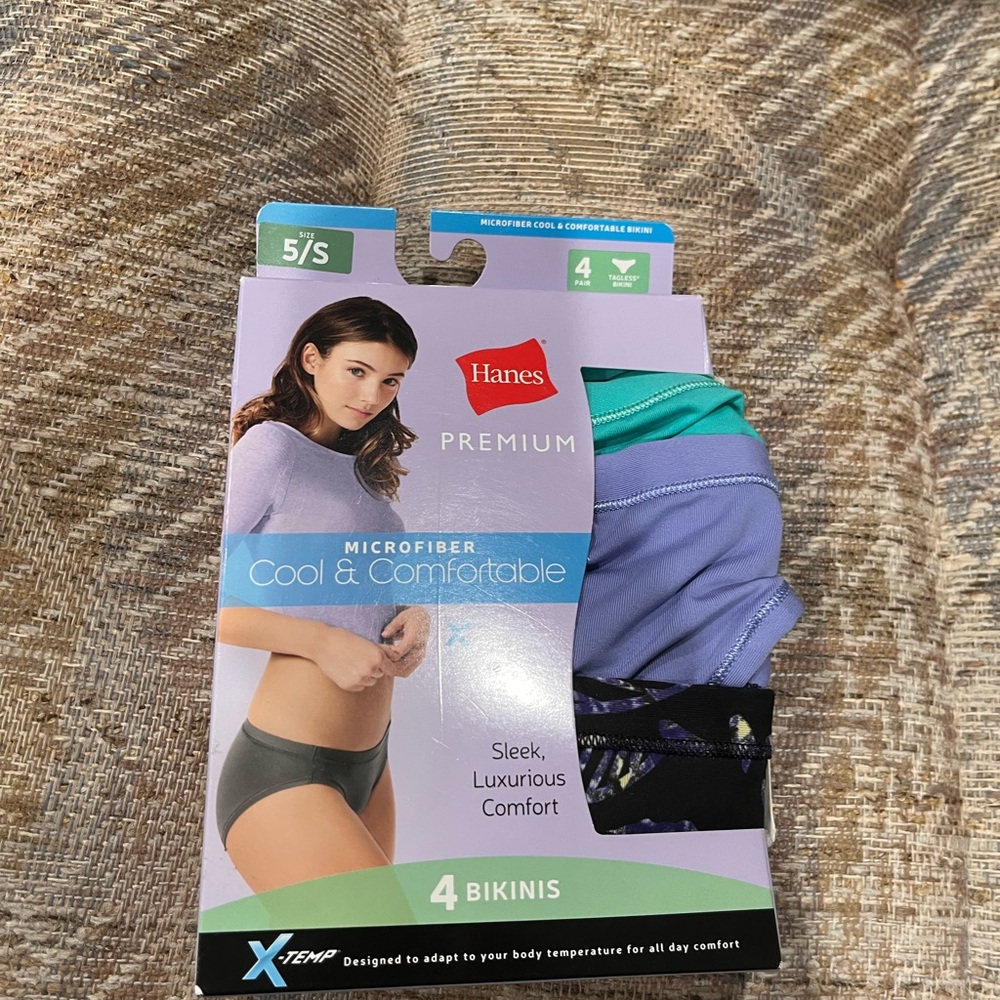 Hanes Women's Microfiber Bikinis - Blue and Black